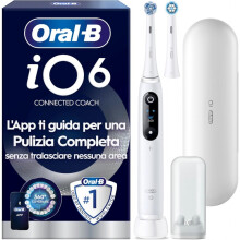 Oral-B Rechargeable Electric Toothbrush I 6N Interactive Display Pressure Sensor 2 Heads 1 Toothbrush 1 White Case