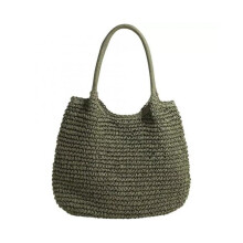 (Green) Women Straw Bag Tote Bag Woven Shoulder Bag Beach Handbag for Travel Vocation