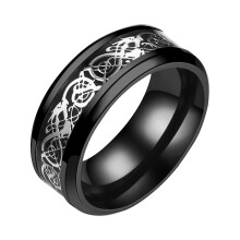 Titanium Steel Dragon Ring Silver Gold Stainless Steel