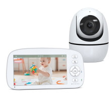 5-Zoll-HD-Babyphone mit 2,4-GHz-FHSS-Technologie, 5000-MAh-Akku, 35 Stunden Akkulaufzeit, Temperaturwarnung, EU-Stecker
