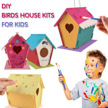 Thissue Bastelset für Kinder von 4-8 Jahren, 2er-Pack DIY-Vogelhaus-Bausatz, Bau- und Malset, 30 ml