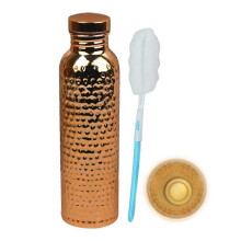 (800ml, B) Copper Water Bottle - Ayurvedic Stainless Steel Flask with Lid