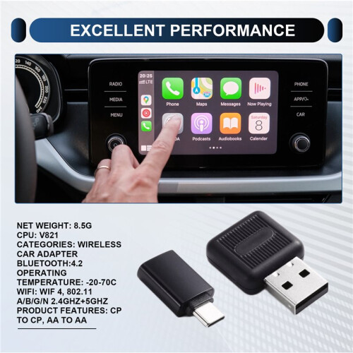 Adattatore Wireless Carplay  Box da Wired A Wireless Carplay Car Android Auto per il 98% Delle Auto 2