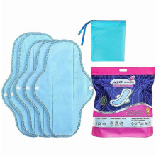 (set, blue) Reusable Sanitary Napkin - Washable Fleece Panty Liner for Women