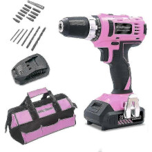 Pink Power Pink Drill Set For Women 20v Cordless Drill Driver Tool Kit For Women Li-ion Electric Drill Power Drill Set With Tool Bag Battery Charger