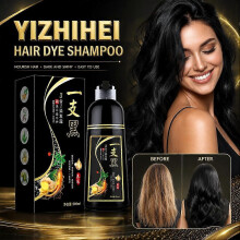 (500ml, Black) 500ml Plant Hair Dye - Black Foam Shampoo for Gray Hair Coverage