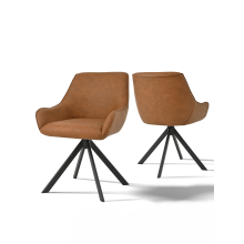 (Brown, Set of 2) GOEURVANT Swivel Dining Chairs