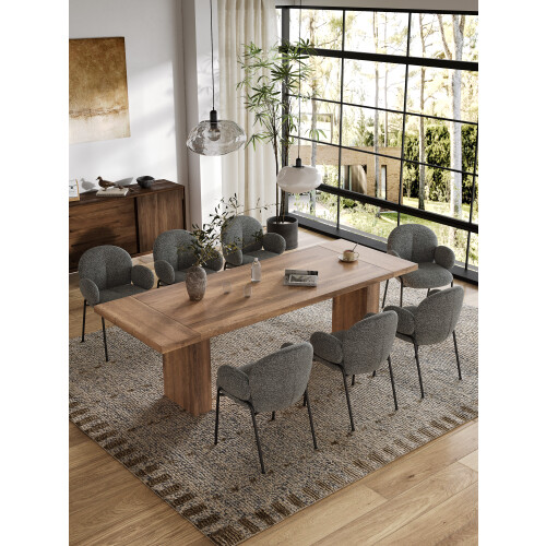 (Grey, Set of 2) GOEURVANT Fabric Dining Chairs, Ergonomic Upholstered Accent Chair with Armrests & Metal Legs 1