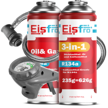 Réfrigérant EISFRO R134a+3en1 R134a Gaz de recharge pour clima KIT Huile