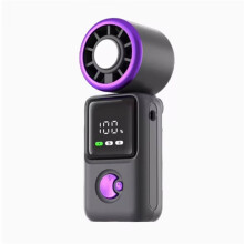 Portable Handheld Fan with LED Display High Speed Personal Fan 180 Rotation Ice Compress USB Charging Fan Black