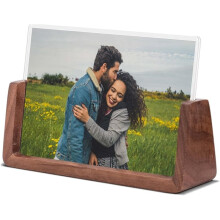 Marco de Fotos de 6 Pulgadas, Base de Madera, con Tablero Acrílico, para Exhibición de Escritorio, Marco de Fotos de Estilo Minimalista