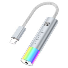 Universele Type C Naar 3,5 mm Hoofdtelefoon Audioconverter Hifi Geluidskwaliteit 7.1 Kanaals Bekabelde Oproep Type C-Adapter Zilvergrijs