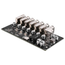 USB2.0 HUB Splitter 1-auf-7 USB2.0 HUB Eins-auf-Sieben HUB Modul mit Stromversorgung 9-24V Plug And Schwarz