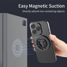 Doppelseitiger Magnetischer Telefonringhalter, Tragbarer, Faltbarer Handyständer, Autohalterung für Telefone, 16-Zoll-Smartphones, Schwarz