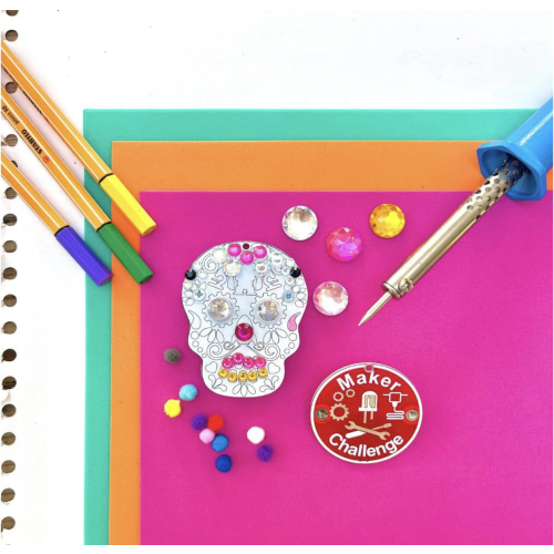 Learn to Solder Sugar Skull STEM Electronics Kit for Beginners with Colour-Changing LEDs