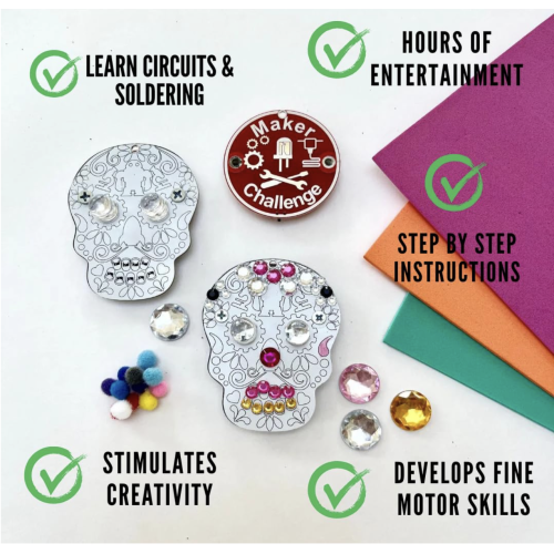 Learn to Solder Sugar Skull STEM Electronics Kit for Beginners with Colour-Changing LEDs 2
