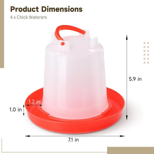 Chick Waterer Heavy-Duty Plastic 1L 4-Pack 2