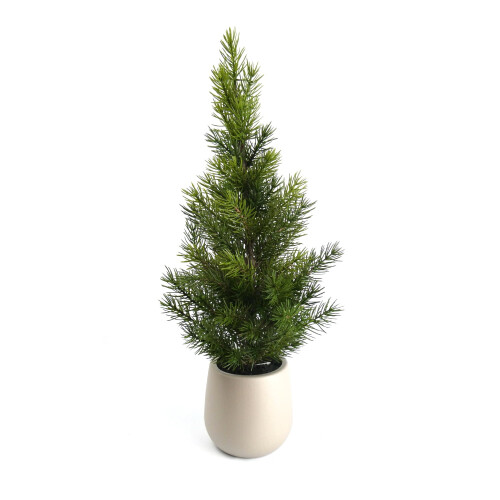 Faux Pine Tree Plastic Grey Pot 17 Inch Tabletop Christmas