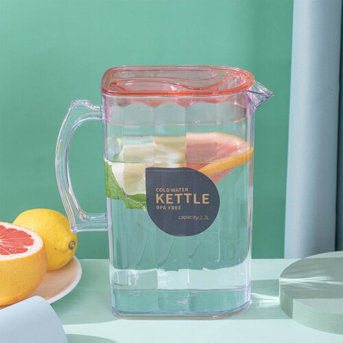 Clear Plastic Water Pitcher with Lid and Scale 0.5 Gallon