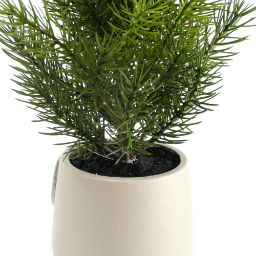 Faux Pine Tree Plastic Grey Pot 17 Inch Tabletop Christmas 1