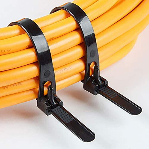 Abraçadeiras de nylon reutilizáveis e removíveis, pacote com 100 unidades, 30 cm (12 polegadas), resistentes, grossas, pretas, reutilizáveis, 1