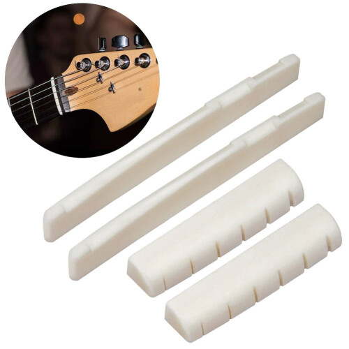 Acoustic Guitar Bone Bridge Saddle and Nut Set 72mm 43mm 2