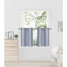 D2 Silver Valance Curtain Solid Lined Blackout 30 in W x 24