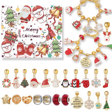 Tacar Bráisléid Charm DIY le haghaidh Féilire Aidbhinte Comhaireamh Síos na Nollag Óir - Tacar Gift2bracelets le Seodra Fhéile