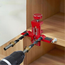 (One size, Piercing tool+2pcs drill bits) 3 in 1 Cabinet Installation Positioner Mounting Jig Panel Installation Setup Device for Smooth Rebounding