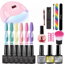 (2SET) Gel Nail Polish Set with UV Light 54W Nail Dryer, Glossy Matte Primer, Nail Art Decoration, Nail Art Tools Gift