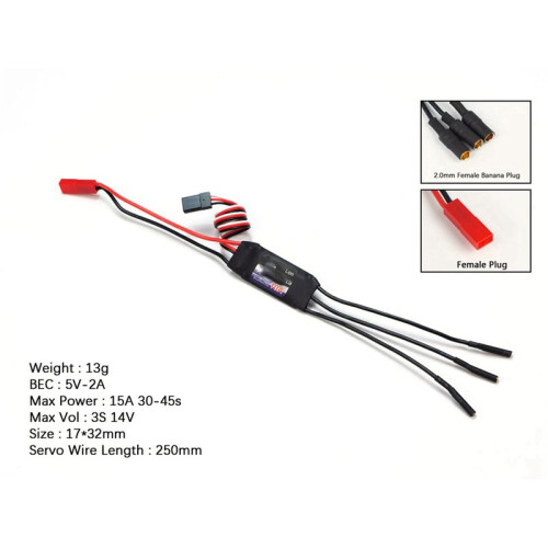 2X ESC Motor Speed Controller Borstlös ESC för RC-Flygplan med UBEC 10A 1