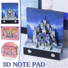 (one, pink) 100/138 Sheets 3D Notepad Crystal Castle 3d Sticky Notes Gifts Book Architectural Hand-torn F5Y3 Ornaments Access Model