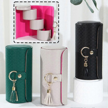 (Black) 2026 Hot!! 3 tier round jewelry box for necklaces earrings Portable, protecting jewelry from Dust Dressing table decor