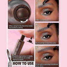 (02 Soft Brown) Brow-Fection Angled Brush & Dip Eyebrow Brow Hair Strokes Pen
