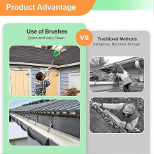 (1pcs, green) Gutter Cleaning Tools From Ground, 8.2ft Gutter Cleaner Roofing Tool Guard 2 G Cleaning Cleaner P1D5 Gutter Rain Brush, With