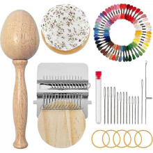 (1set, A) Mini Loom Weaving Repair Tool Kit Clothing Frame Supplies Tapestry Hand Machine Sewi Loom Wood H0R6 Weaving Darning Tool