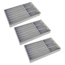 Grey Jewelry Showcase Tray for Storage 3Pcs Organizer Display Set