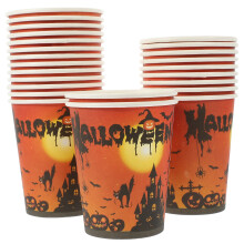 24-teiliges Halloween-Partygeschirr, Einwegbecher, Halloween-Pappbecher, Gastgeschenke