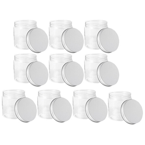 Conjunto de 10 potes de vidro transparentes com tampas de alumínio, 250ml 2