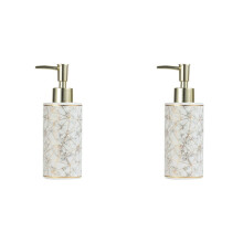 2X 300 Ml Elegant Hotellbadrum Marmor Keramisk Lotion Schampo Flytande Tvål Dispenser Pump Förvaringsflaska Vit