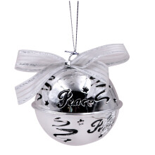 Christmas bell decoration white red 6.3 cm