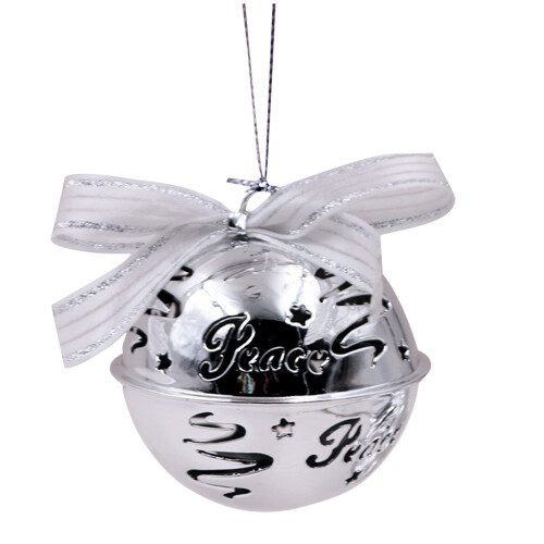 Christmas bell decoration white red 6.3 cm