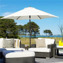 (Cream, 2.3M&6Ribs) Costoffs Patio Umbrella Outdoor, 2.3m Market Umbrella Parasol Umbrella with Crank/Tilt/6 Ribs, Garden Table Umbrella