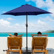 (Navy Blue, 2.3M&6Ribs) Costoffs Patio Umbrella Outdoor, 2.3m Market Umbrella Parasol Umbrella with Crank/Tilt/6 Ribs, Garden Table Umbrella