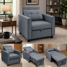 Alivio 3-in-1 Convertible Sofa Bed Chair with Adjustable Backres, Compact Single Sofa for Home & Office (Dark Grey)