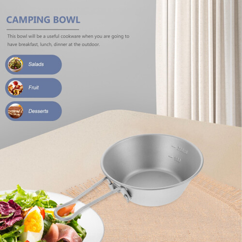 Faltbare Campingschüssel aus Titan mit silbernem Griff (1 Stück) 2