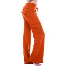Női Cargo Leggings Közepes Derekú, Rugalmas Derékkal és Zsebekkel