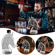 (350ml, B) Glass Horse Head Sculpture for Home or Office Decor