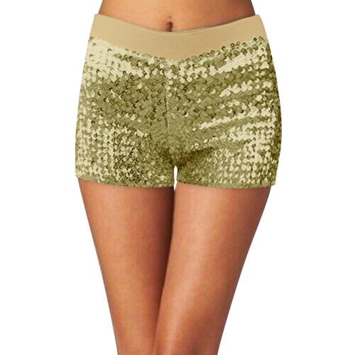 Dame pailletteret disco shorts guld L 1