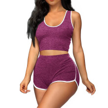 Conjunto de verano de 2 piezas rosa fucsia para mujer: conjunto casual y sexy de pantalón corto, chándal deportivo, compatible con estilos de